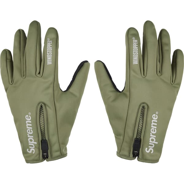 Supreme WINDSTOPPER Zip Gloves - Olive (front)