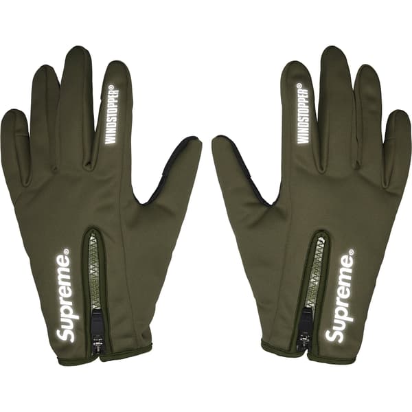 Supreme WINDSTOPPER Zip Gloves - Olive (front)