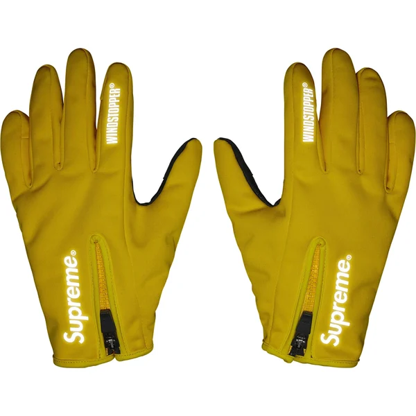 Supreme WINDSTOPPER Zip Gloves - Yellow (front)