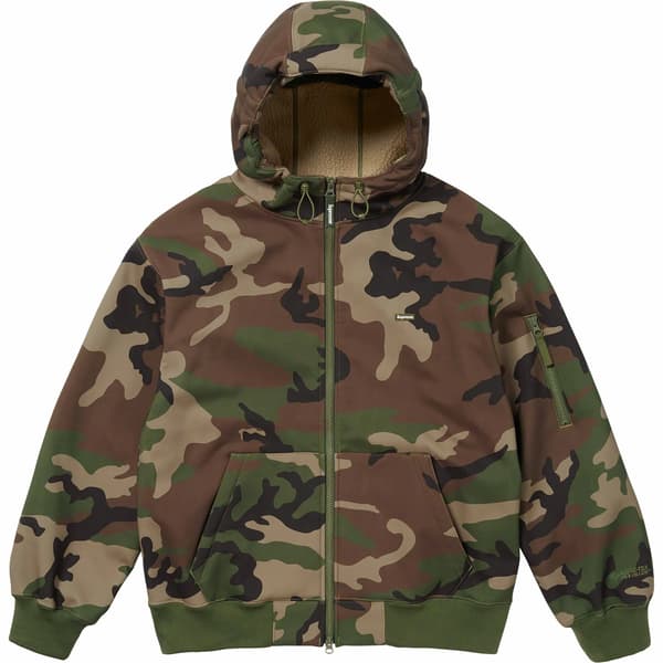 Supreme WINDSTOPPER Zip Up Hooded Sweatshirt - Woodland Camo (front)