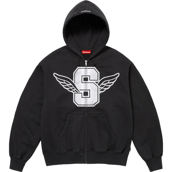 Supreme Wings Zip Up Hooded Sweatshirt - Black (front)