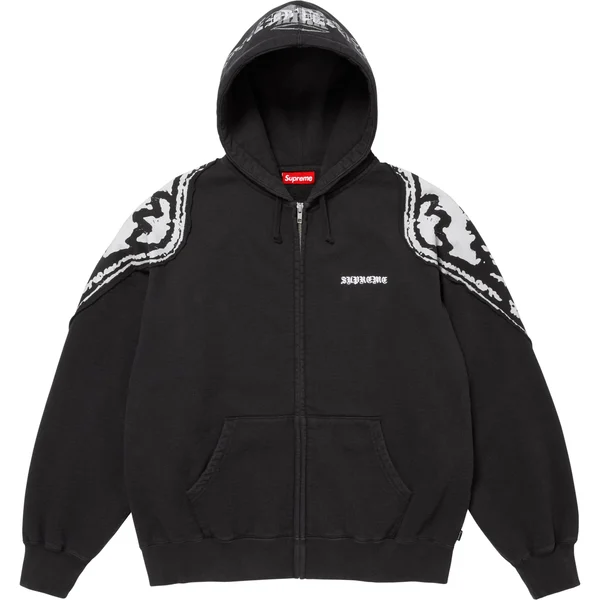 Supreme Wings Zip Up Hooded Sweatshirt - Black (front)