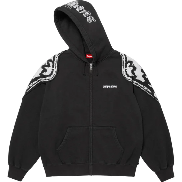 Supreme Wings Zip Up Hooded Sweatshirt - Black (front)