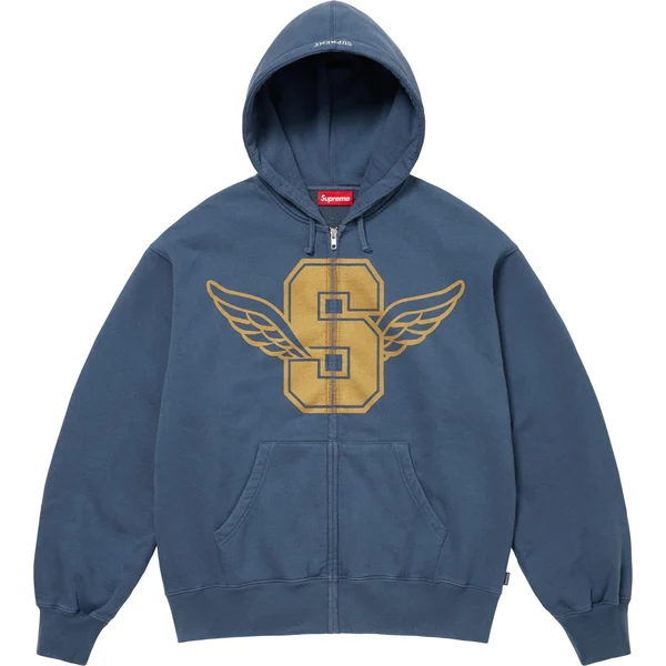 Supreme Wings Zip Up Hooded Sweatshirt - Dark Blue (front)