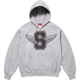 Supreme Wings Zip Up Hooded Sweatshirt Heather Grey