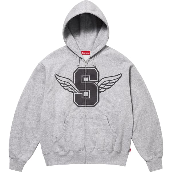 Supreme Wings Zip Up Hooded Sweatshirt - Heather Grey (front)
