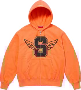 Supreme Wings Zip Up Hooded Sweatshirt Light Orange