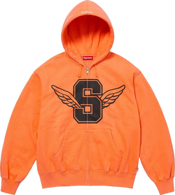 Supreme Wings Zip Up Hooded Sweatshirt - Light Orange (front)