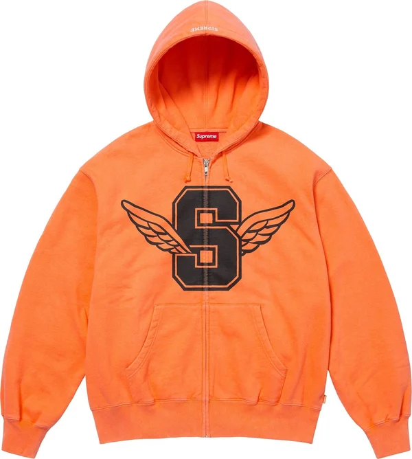 Supreme Wings Zip Up Hooded Sweatshirt - Light Orange (front)