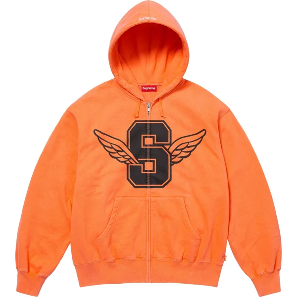 Supreme Wings Zip Up Hooded Sweatshirt - Light Orange (front)