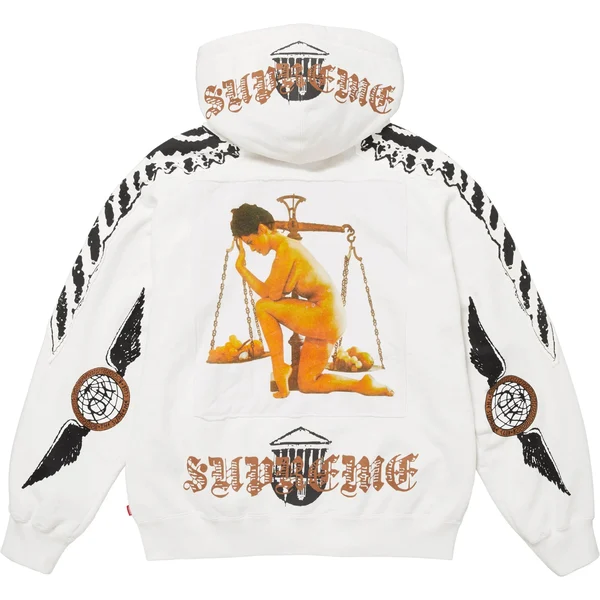 Supreme Wings Zip Up Hooded Sweatshirt - White (front)