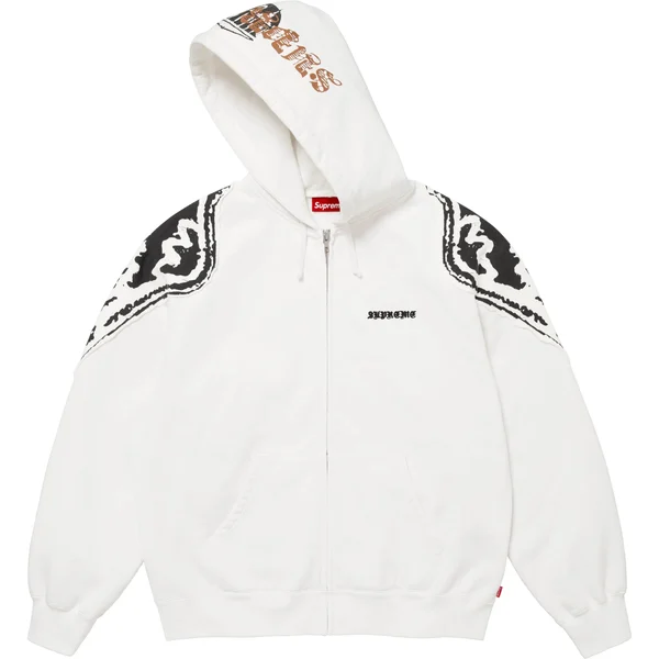 Supreme Wings Zip Up Hooded Sweatshirt - White (front)