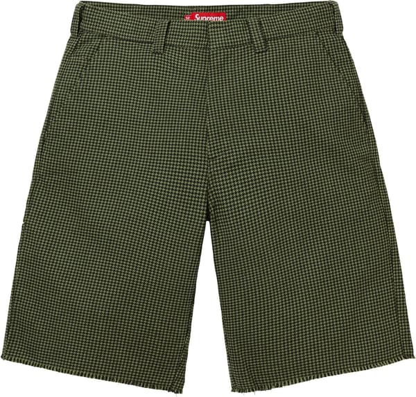 Supreme Work Short - Olive Houndstooth (front)