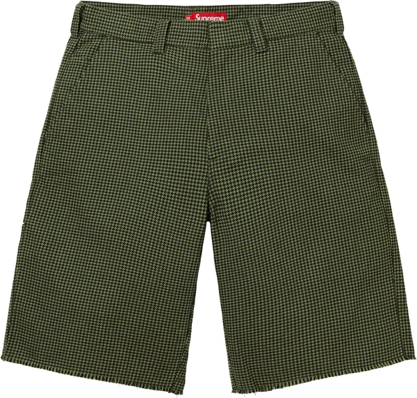 Supreme Work Short - Olive Houndstooth (front)
