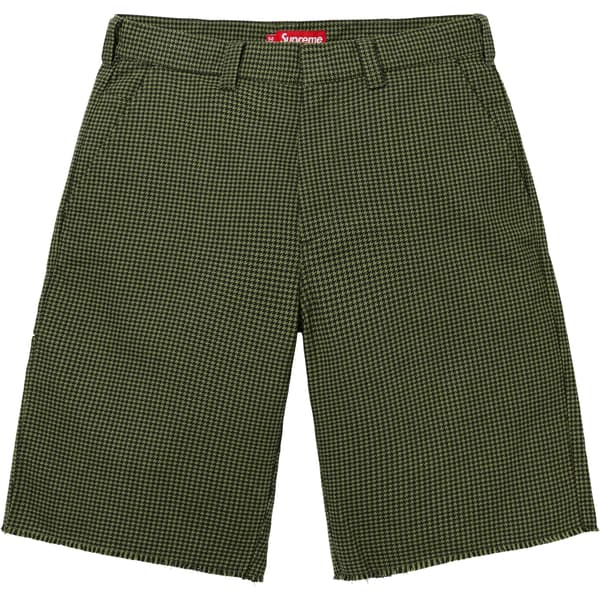 Supreme Work Short - Olive Houndstooth (front)