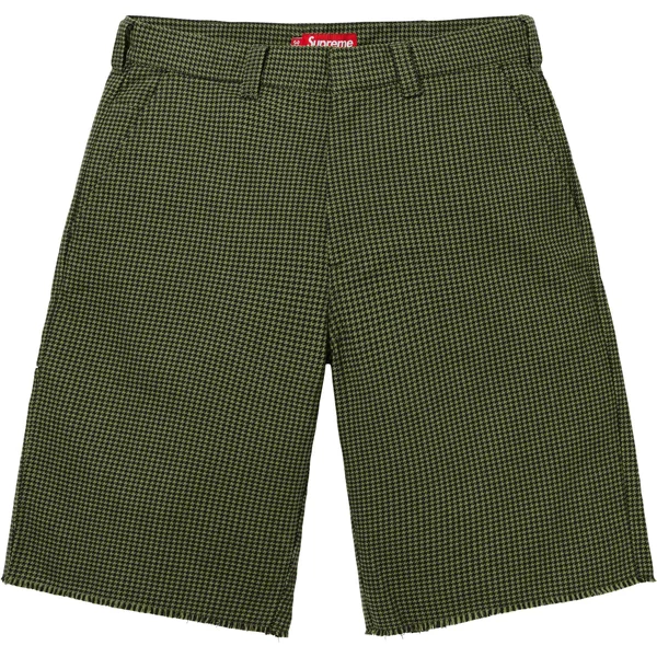 Supreme Work Short - Olive Houndstooth (front)