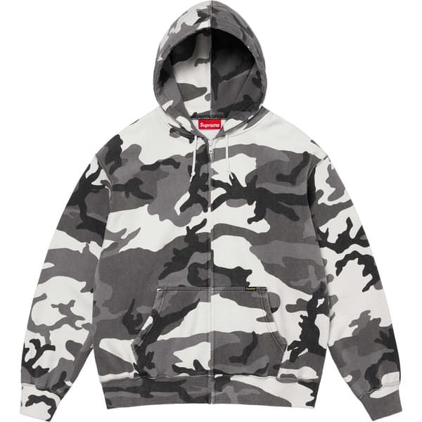 Supreme Work Zip Up Hooded Sweatshirt - Snow Camo (front)