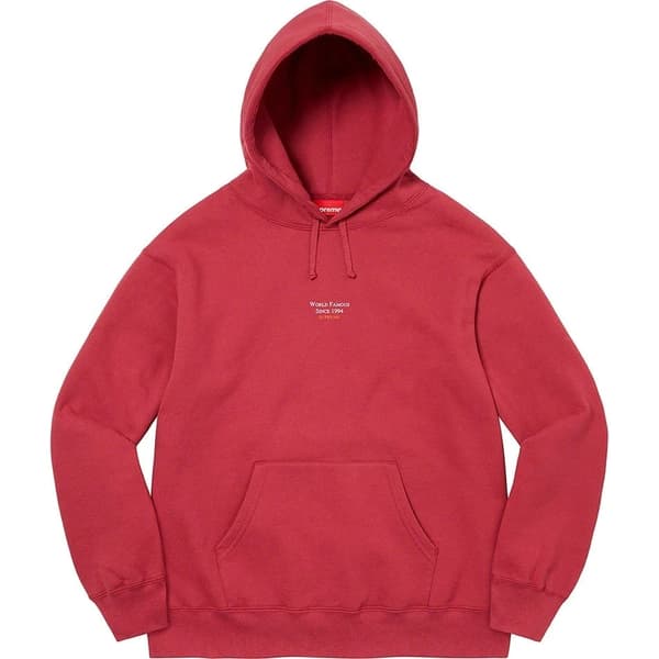 Supreme World Famous Micro Hooded Sweatshirt - Dark Red (front)