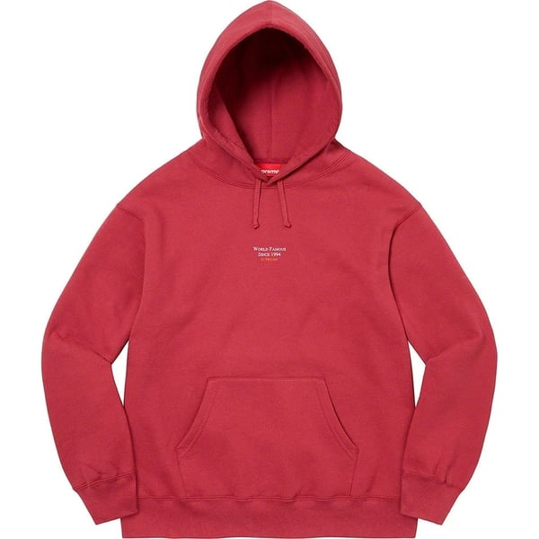 Supreme World Famous Micro Hooded Sweatshirt - Dark Red (front)