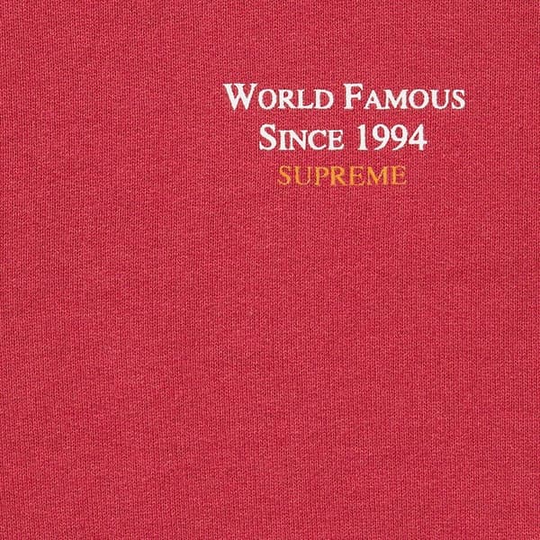 Supreme World Famous Micro Hooded Sweatshirt - Dark Red (front)