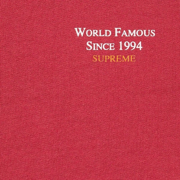 Supreme World Famous Micro Hooded Sweatshirt - Dark Red (front)