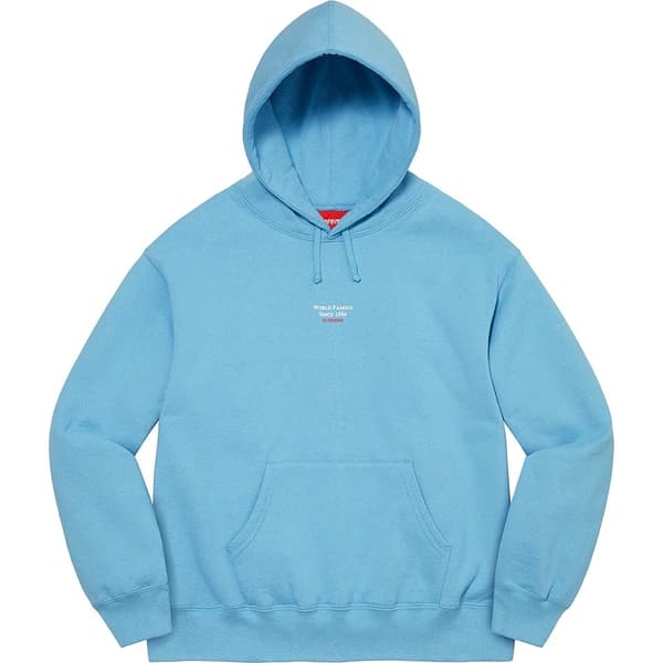 Supreme World Famous Micro Hooded Sweatshirt - Light Blue (front)