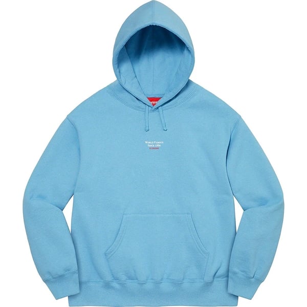 Supreme World Famous Micro Hooded Sweatshirt - Light Blue (front)