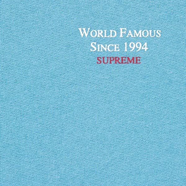 Supreme World Famous Micro Hooded Sweatshirt - Light Blue (front)