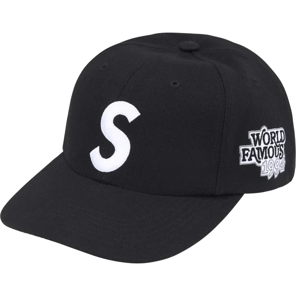Supreme World Famous S Logo 6-Panel - Black (front)