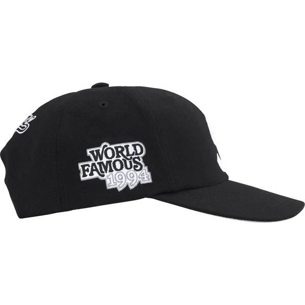 Supreme World Famous S Logo 6-Panel - Black (front)