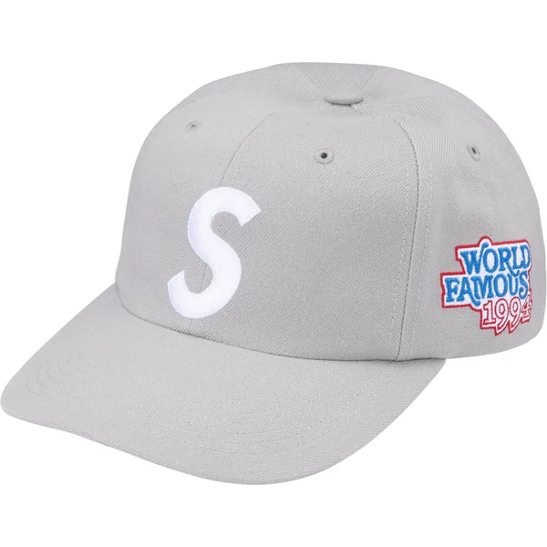 Supreme World Famous S Logo 6-Panel - Grey (front)