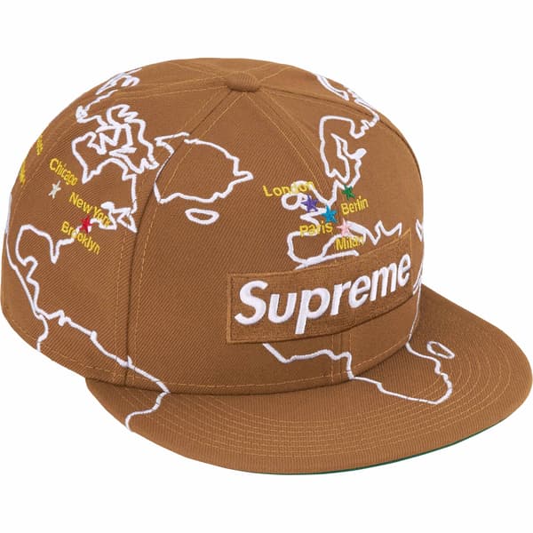 Supreme Worldwide Box Logo New Era - Brown (front)