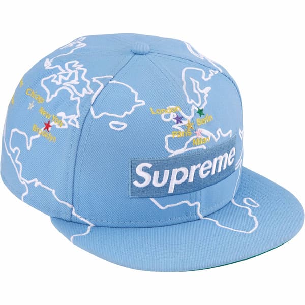 Supreme Worldwide Box Logo New Era - Light Blue (front)