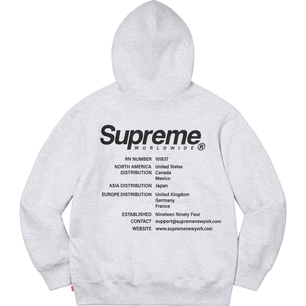 Supreme Worldwide Hooded Sweatshirt - Ash Grey (front)