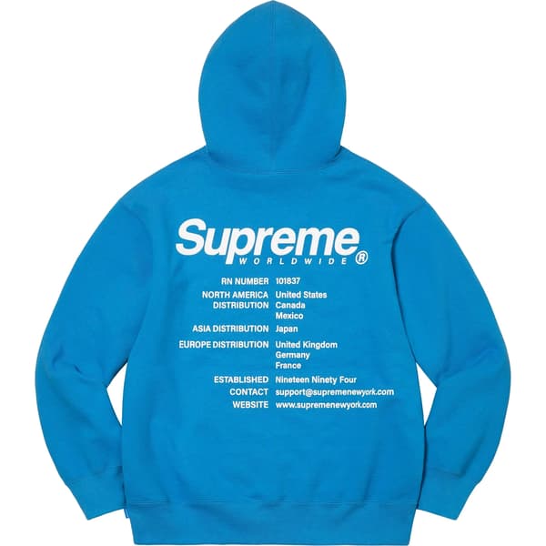 Supreme Worldwide Hooded Sweatshirt - Blue (front)