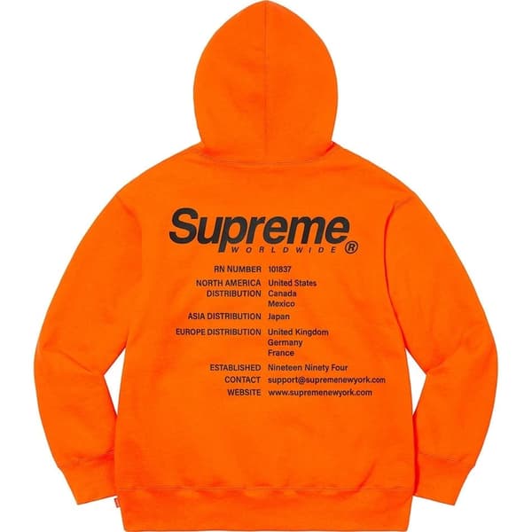 Supreme Worldwide Hooded Sweatshirt - Dark Orange (front)