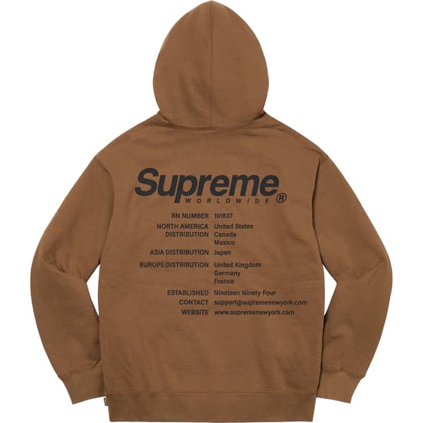 Supreme Worldwide Hooded Sweatshirt - Olive Brown (front)