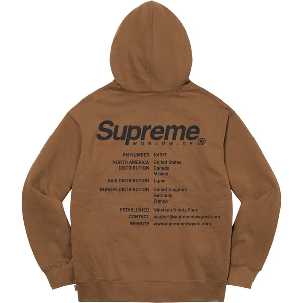Supreme Worldwide Hooded Sweatshirt - Olive Brown (front)