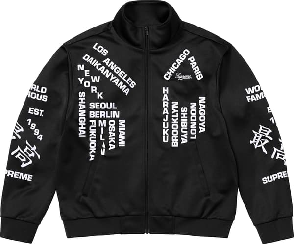 Supreme Worldwide Tricot Track Jacket - Black (front)