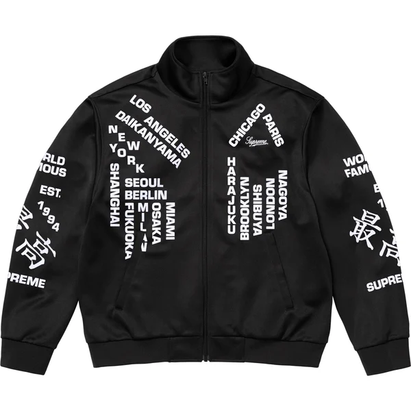 Supreme Worldwide Tricot Track Jacket - Black (front)