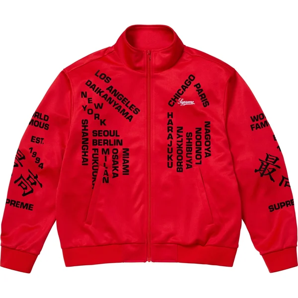 Supreme Worldwide Tricot Track Jacket - Red (front)