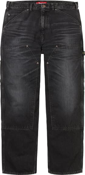 Supreme Worn Double Knee Denim Painter Jean Washed Black