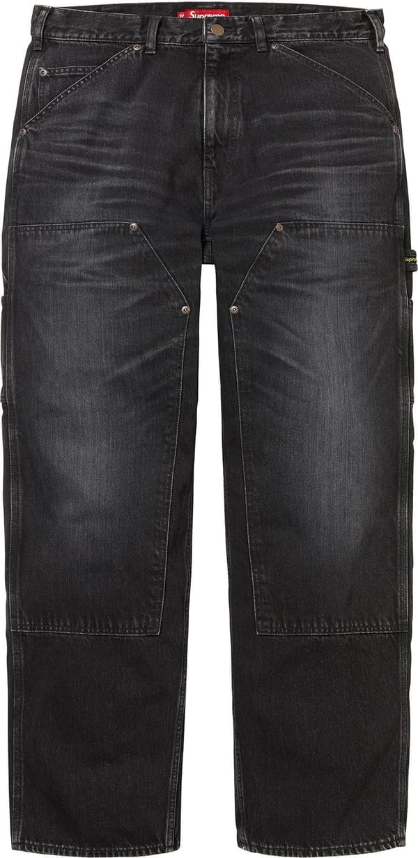 Supreme Worn Double Knee Denim Painter Jean - Washed Black (front)