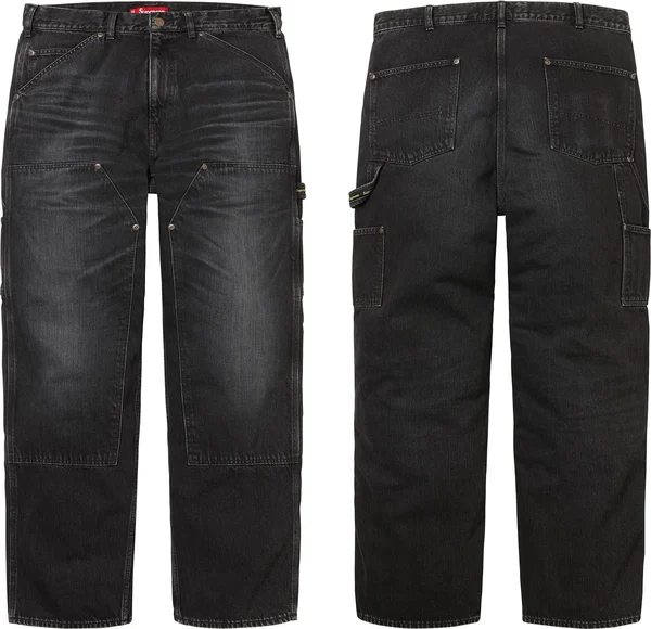 Supreme Worn Double Knee Denim Painter Jean - Washed Black (front)