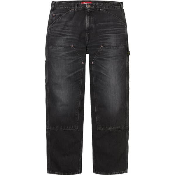 Supreme Worn Double Knee Denim Painter Jean - Washed Black (front)