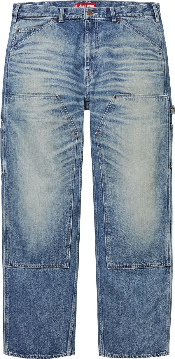 Supreme Worn Double Knee Denim Painter Jean - Washed Indigo (front)