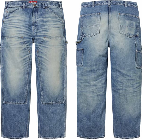 Supreme Worn Double Knee Denim Painter Jean - Washed Indigo (front)