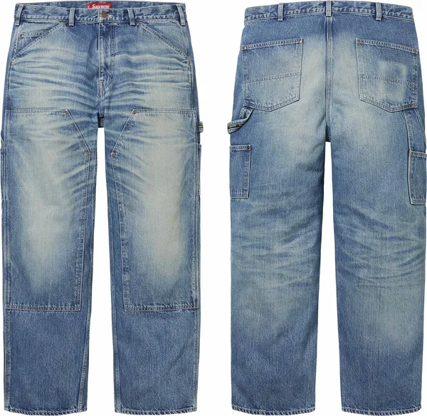 Supreme Worn Double Knee Denim Painter Jean - Washed Indigo (front)