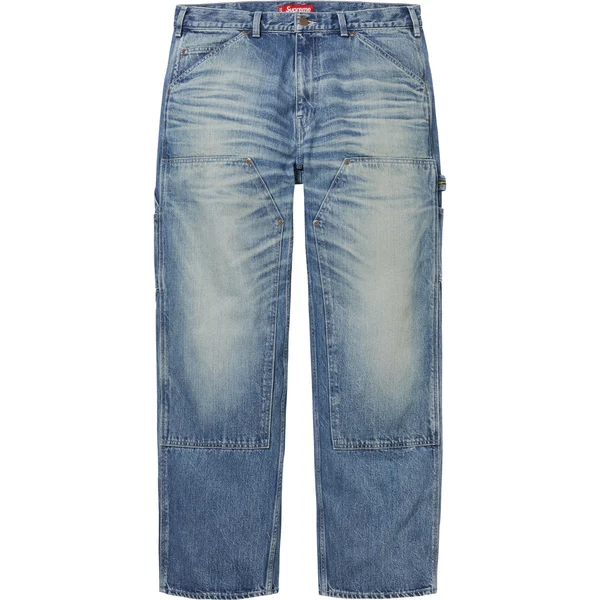 Supreme Worn Double Knee Denim Painter Jean - Washed Indigo (front)