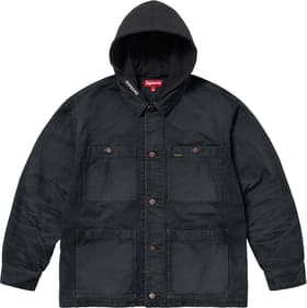 Supreme Worn Hooded Chore Coat Black